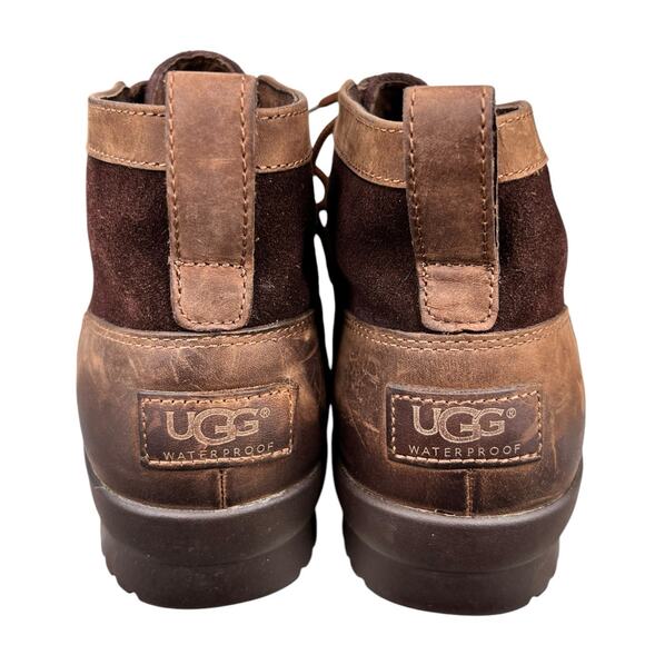 UGG Women’s Heather Brown Leather Duck Boot Size US 8 - Picture 8 of 10